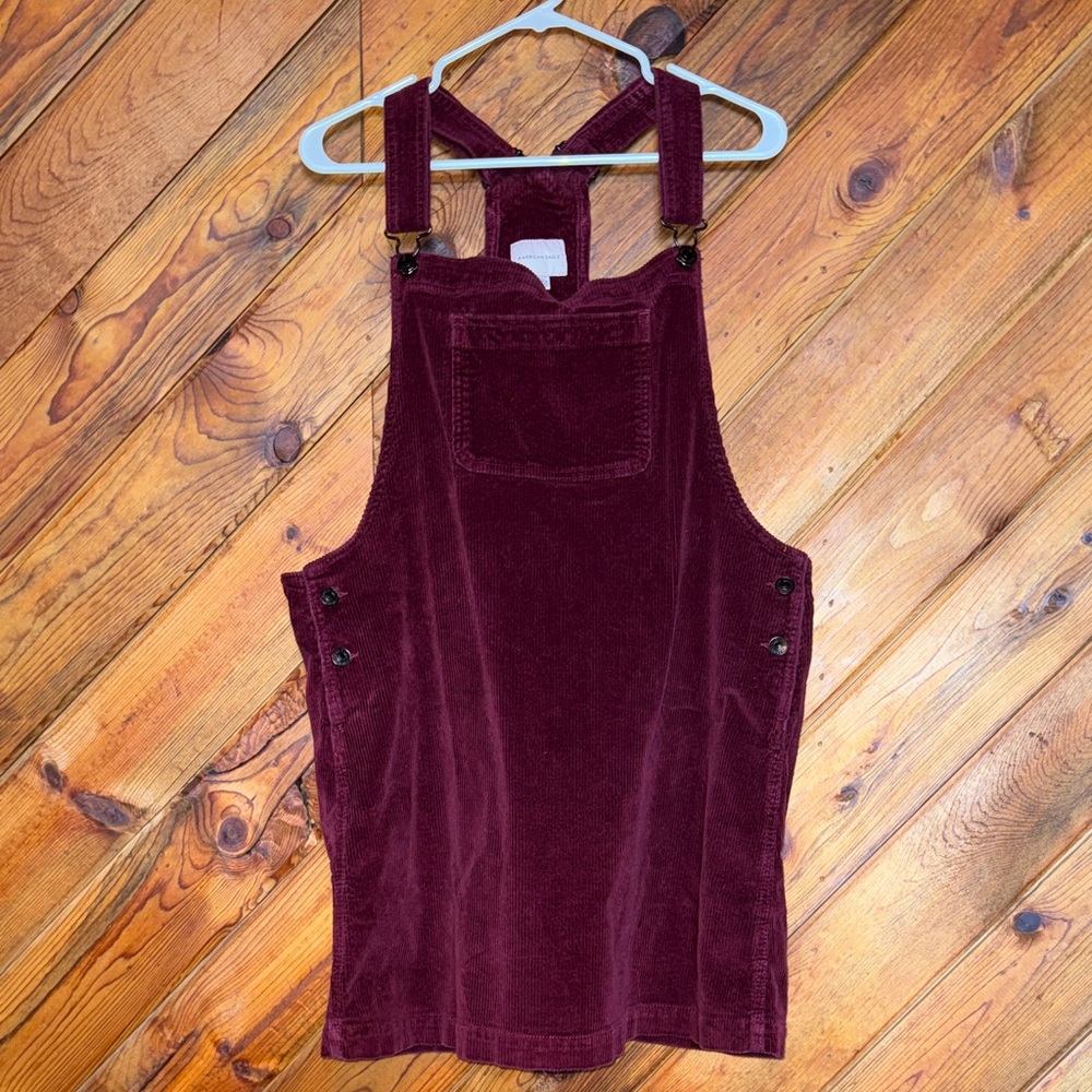 Burgundy Corduroy Overalls with Side Buttons